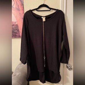 NYC Plus Size Womens black high/low ribbed top size 2X New